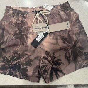 Palm Angels Tan and Black Palm Swim Trunks